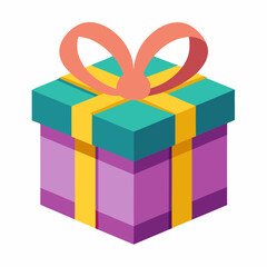 Gift Box with Ribbon vector illustration white background 