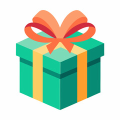 Gift Box with Ribbon vector illustration white background 