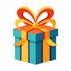 Gift Box with Ribbon vector illustration white background 