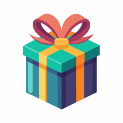 Gift Box with Ribbon vector illustration white background 