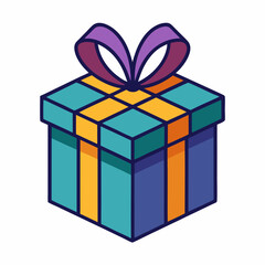 Gift Box with Ribbon vector illustration white background 
