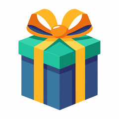 Gift Box with Ribbon vector illustration white background 