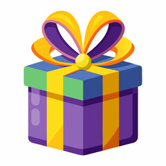 Gift Box with Ribbon vector illustration white background 