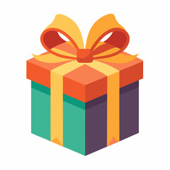 Gift Box with Ribbon vector illustration white background 