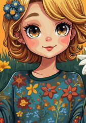 Дівчина в полі квітів