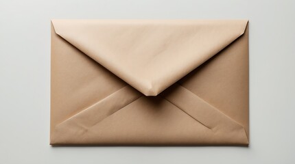 Beige Envelope on White Background: A Minimalist Still Life