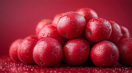 A pile of red apples with water droplets on them