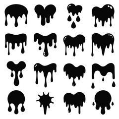 Set of Dripping Liquid Icons in Various Shapes