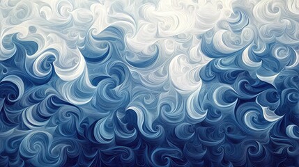 Fototapeta premium Abstract texture of swirling blue and white waves, resembling ocean currents, with a subtle gradient background.