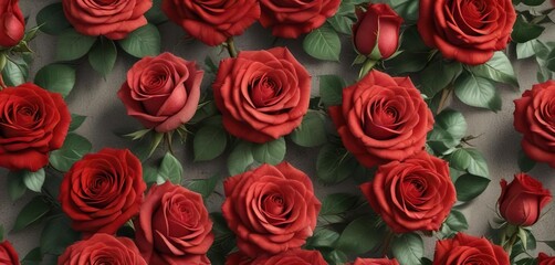 Fototapeta premium Vintage style seamless pattern of red roses on a textured background, design, timeless, rustic