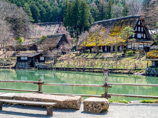 Gassho-zukuri settlement, building in Gifu style, old classic house style in Gifu area of Japan, for durable and protection from cold in winter 