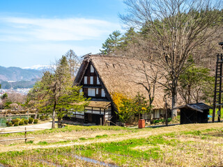 Gassho-zukuri settlement, building in Gifu style, old classic house style in Gifu area of Japan, for durable and protection from cold in winter 