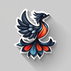 Obraz premium Elegant stylized bird with a sticker effect and vibrant colors