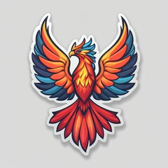 Fototapeta premium Majestic Phoenix Rising, Emblem of Rebirth with Vibrant Colors and Detailed Feather Design