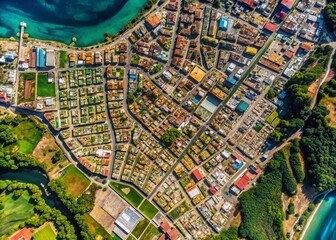Fototapeta premium Canar, Ecuador: High-Resolution Satellite Image of Architectural Landscape