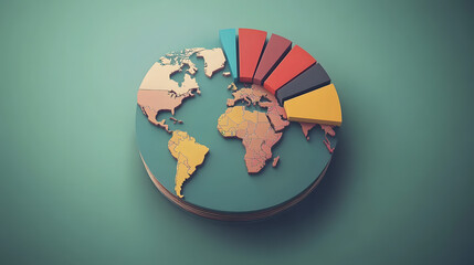 
A circular infographic visualizing global population growth with animated pie charts