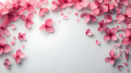 Beautiful pink hydrangea flowers on a white background