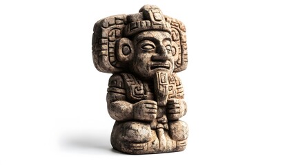 Ancient Mayan Stone Carving Seated Figure