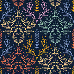 Neon Vintage Floral Wreath Seamless Texture pattern