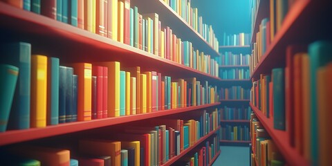 Obraz premium A seamless colorful pattern resembling a bookshelf, ideal for education, creativity, and reading themes.