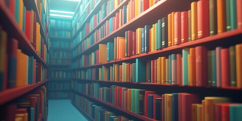 Fototapeta premium A seamless colorful pattern resembling a bookshelf, ideal for education, creativity, and reading themes.