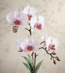 Obraz premium Delicate watercolor painting of a blooming orchid branch, flora, orchid