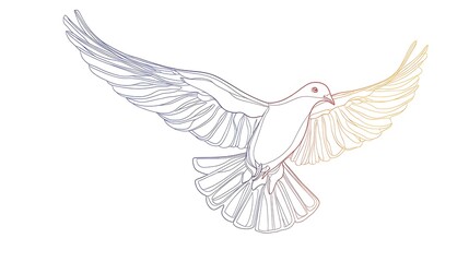 Naklejka premium Peaceful dove flying with wings wide open.