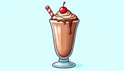Delicious Chocolate Milkshake with Whipped Cream and Cherry