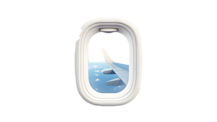 Airplane window view vector image. Clear background removed for easy integration. High-quality travel graphics available. Perfect for travel blogs and presentations.