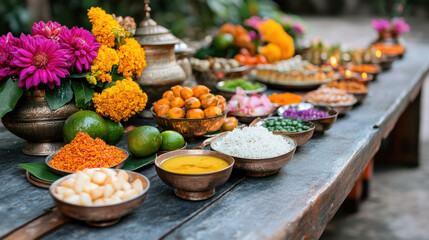 Fototapeta premium Artalika Teej, A detailed view of a traditional Hartalika Teej celebration, showcasing vibrant colors and cultural elements in high fidelity.