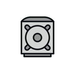 Sound system icon vector design template featuring a minimalist and clean style, ideal for adding a professional touch to music, home theater, or event-related designs