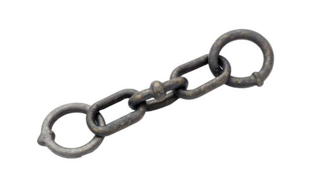 Linked chain vector image. White background removed design. Key vector graphics illustration. Downloadable chain link artwork.