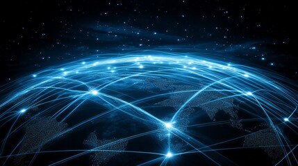 Global Network Connections: Abstract Futuristic Tech Background