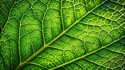 Close-up Green Leaf Texture Macro Photography - Vibrant Nature Detail Stock Photo