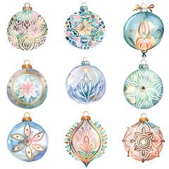 Fototapeta premium Elegant Christmas Ornaments with Pastel Patterns