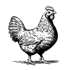 Detailed illustration of a chicken highlighting its features in an artistic style. Generative AI
