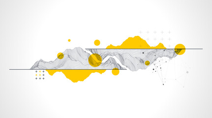 Trendy abstract wireframe background. Modern science or technology art elements. Surface illustration.