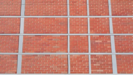 Modern Red Brick Wall with Gray Concrete Accents Background Texture