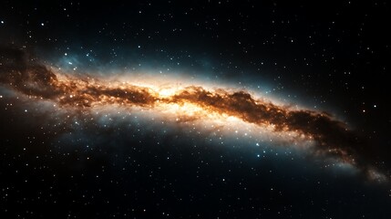 Obraz premium Galactic Harmony: The Majestic Milky Way and Glimmering Stars Against Infinite Dark Space, 銀河の調和：無限の暗闇に映える荘厳な天の川ときらめく星々.Generative AI