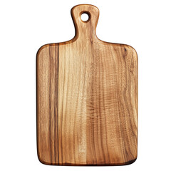Square Wooden Cutting Board with Handle on White Background  
