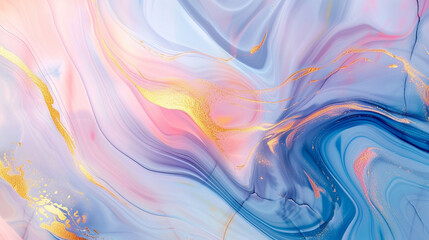 Obraz premium A colorful abstract design featuring fluid marble textures in luxurious tones of navy, gold, and white.