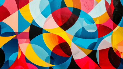 Obraz premium A colorful abstract geometric pattern with overlapping shapes and gradients, creating a modern feel.