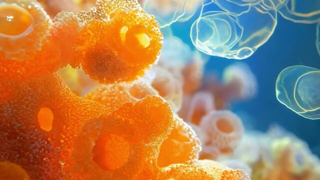 close up of bacteria or coral cells