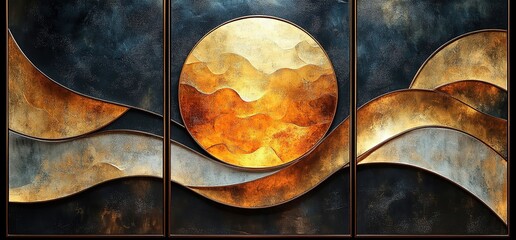 Modern Abstract Wall Art with Gold Accents