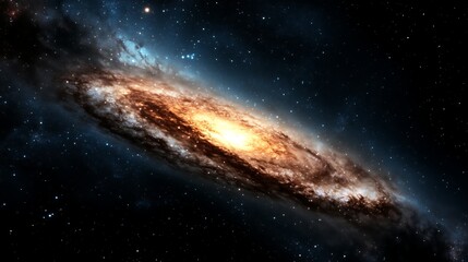 Fototapeta premium Mystical Milky Way Vista: Realistic Stars and Distant Galaxies on a Dark Cosmic Canvas, 神秘的な天の川の光景：暗い宇宙キャンバスに広がるリアルな星と遠くの銀河.Generative AI