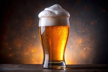 Cold Frothy Beer Glass, Isolated PNG, High-Resolution Stock Photo