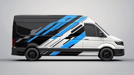 White van, graphic wrap, studio, design mockup