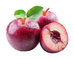 Fresh red apples with green leaves food bright concept