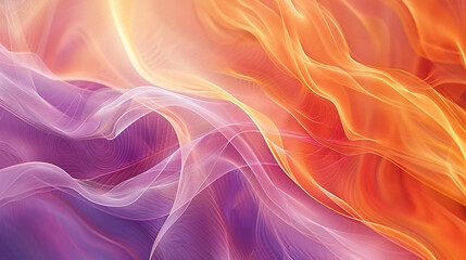 Fototapeta premium A minimalist abstract design featuring wavy lines and gradients in orange, yellow, and white hues.