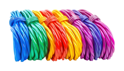 Colorful electrical cables display studio setup bright environment close-up view visual concept